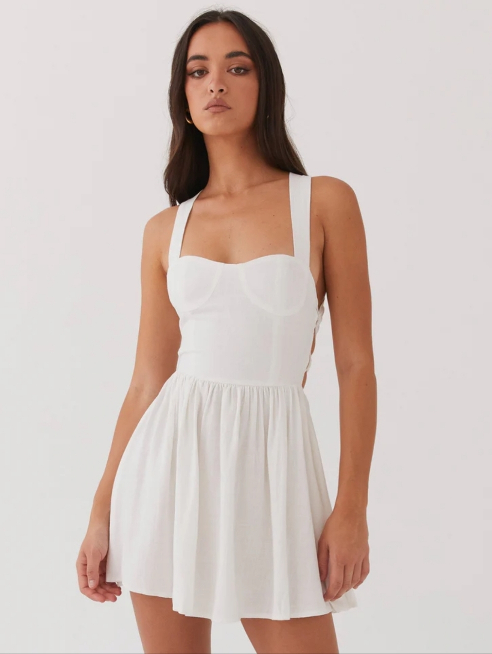 Peppermayo Linen Mini Dress 6 Small White
